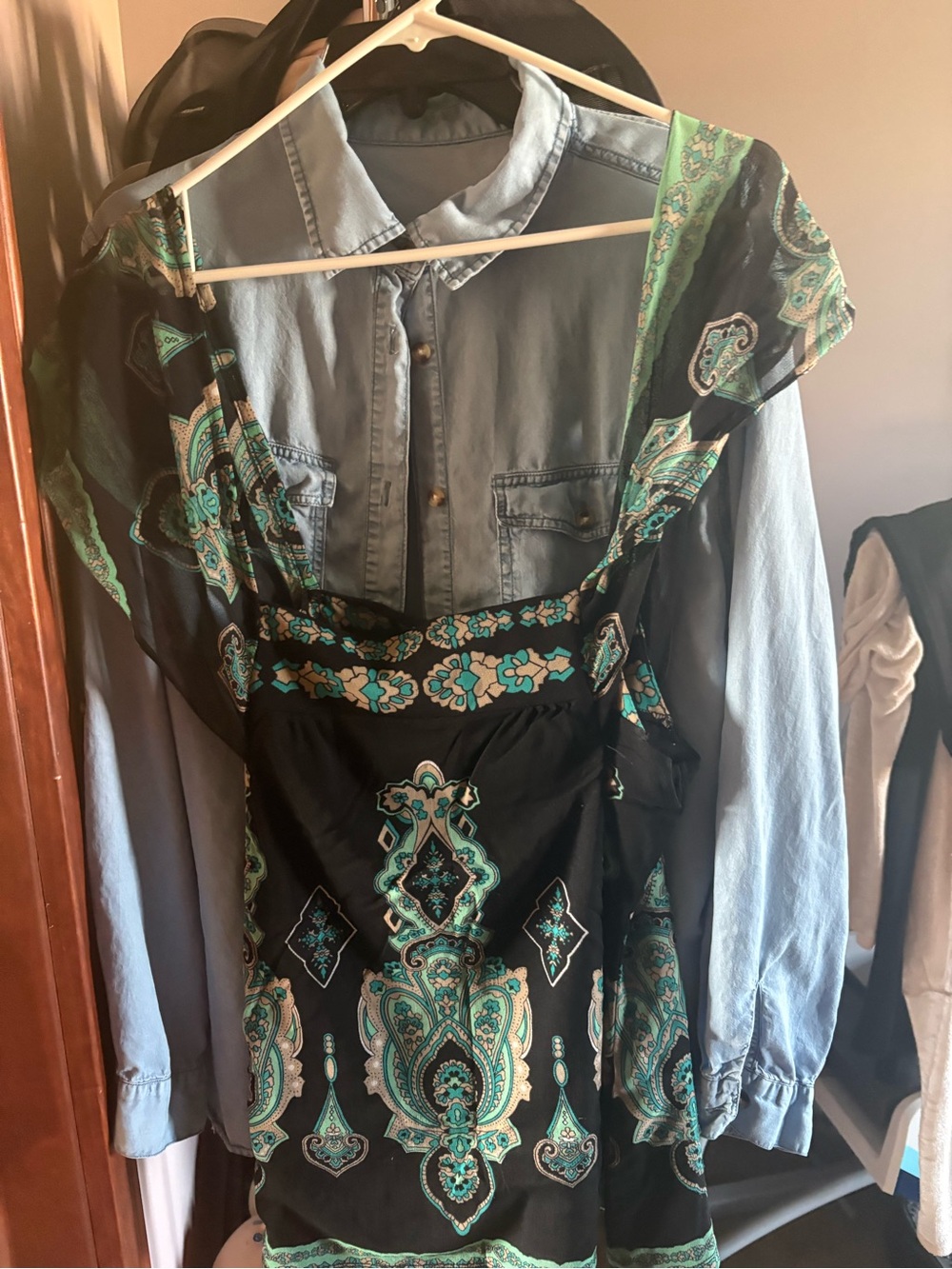 INC International Concepts Black Dress with Teal Paisley Print